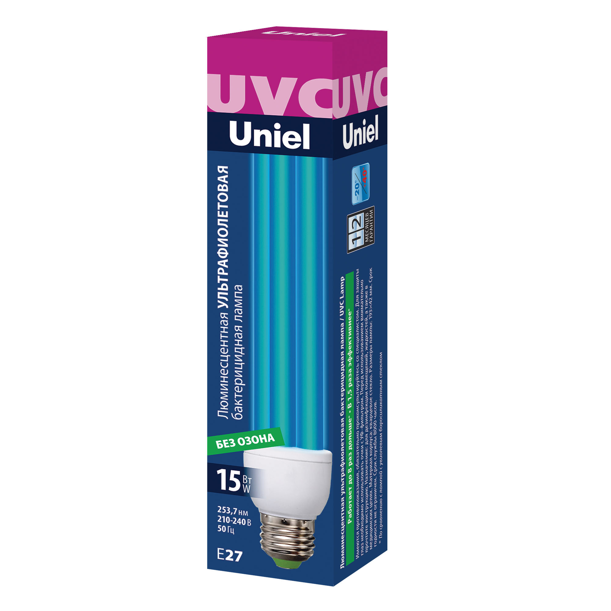 Лампа ультрафиолетовая бактерицидная UVC 253,7 мм ESL-PLD-15/UVC/E27/CL UNIEL 